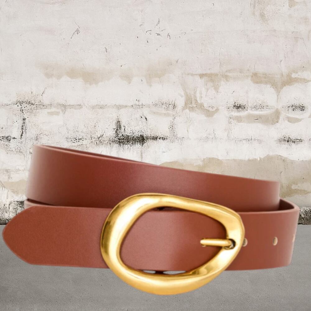 Good American NWT Classic Oval Buckle Belt in Cognac002 XL/1XL